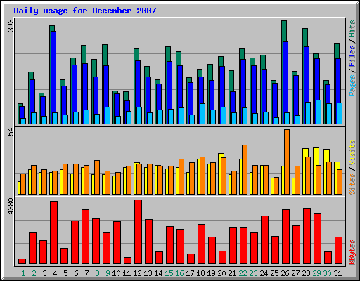 Daily usage for December 2007