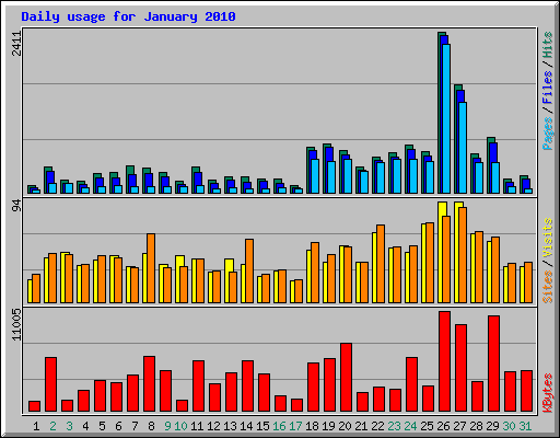 Daily usage for January 2010