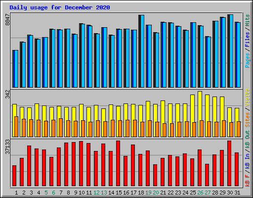 Daily usage for December 2020