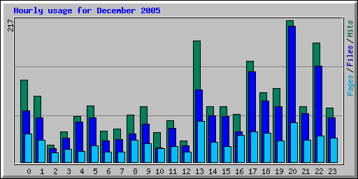 Hourly usage for December 2005