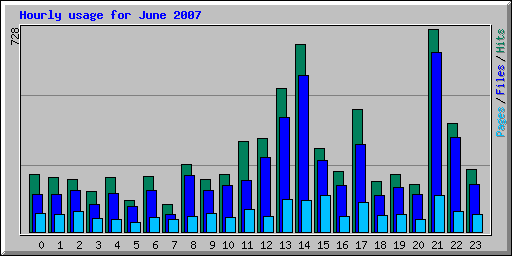 Hourly usage for June 2007