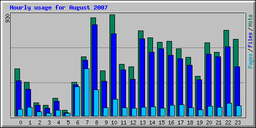 Hourly usage for August 2007