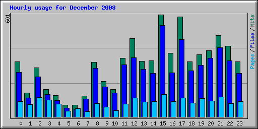 Hourly usage for December 2008