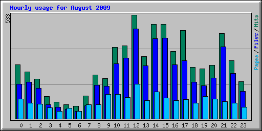 Hourly usage for August 2009